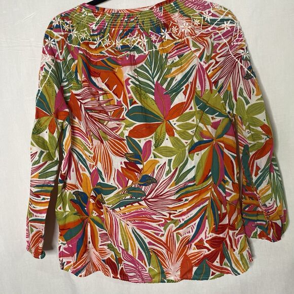 C&C CALIFORNIA Womens Blouse V Neck Tie Tassel Embroidered Long Sleeves Floral S - Picture 2 of 9